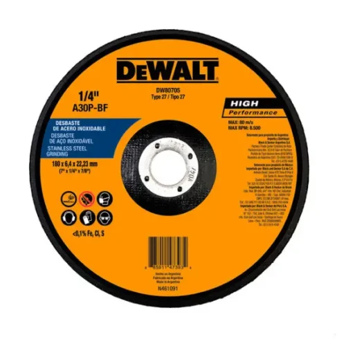 Disco desbaste de acero inoxidable 7″ – 180mm DeWALT DW80705