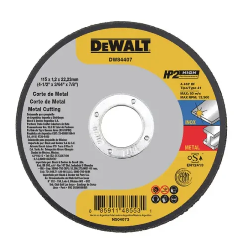 Disco corte metal 115mmx1.2mm – 4-1/2″ HP2 DeWALT DW84407